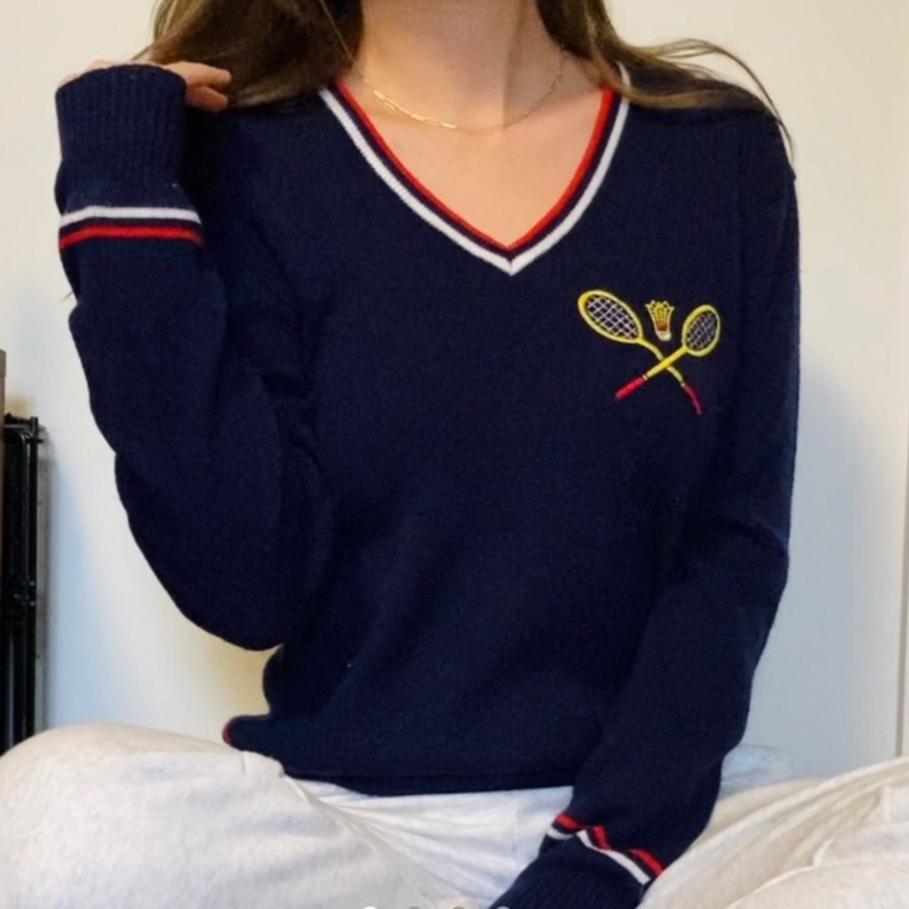 Vintage-inspired preppy varsity sport sweater